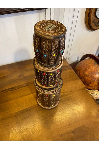 ANTİKA AYAL 3 Wooden Piggy Bank