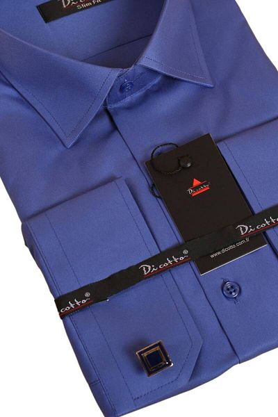 Dicotto Ανδρικό πουκάμισο - Saks Blue, Slim Fit, Micro ύφασμα, Μανικετόκουμπα, Slim Fit - 201-14