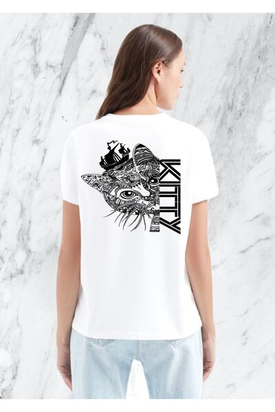 donamod Cat Mandala Linear Animal Cat Cadou Prietena Ktty Lover Tricou obișnu...