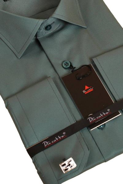 Dicotto Ανδρικό πουκάμισο Khaki Green Slim Fit - Slim Fit με μανικετόκουμπα - 201-19