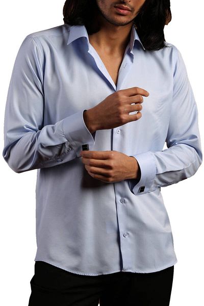 Dicotto Cămașă pentru bărbați slim fit din microțesătură - albastru, slim fit, butoni - 201-4