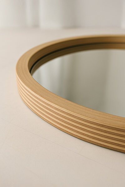 huhuli 2’li İskandinav Ahşap Çerçeveli Yuvarlak Ayna Seti 39 cm & 27 cm – Minimal Dekor