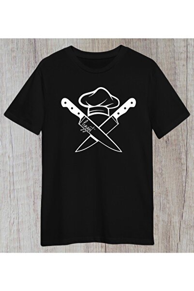 donamod Obyčejné unisexové černé tričko Kitchen Cook