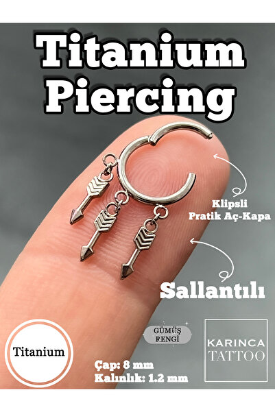 Karınca Piercing Ok Sallantılı Titanyum Piercing Tragus Kulak Lobe Septum Nip...