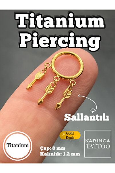 Karınca Piercing Ok Sallantılı Titanyum Piercing Tragus Kulak Lobe Septum Nip...