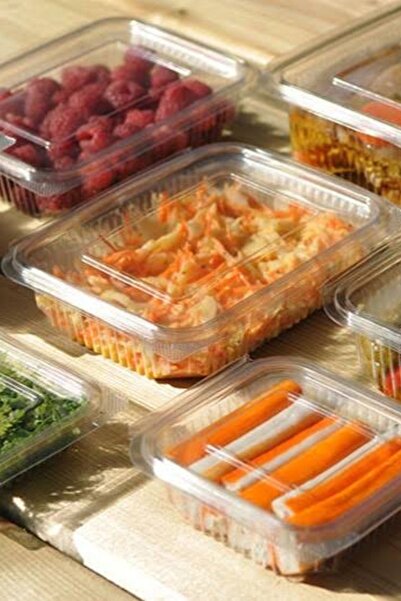 YOK YOK AMBALAJ Disposable Storage Container with Plastic Lid Leak Proof Container 375 ml 100 Pieces