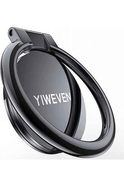 YIWEVEN Universal Ring Holder For Tablet/phone, Zinc Alloy, Black, 30 X 5 Mm