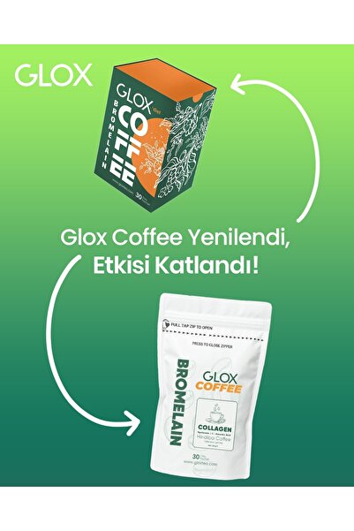 glox bromelain mixed powder tea Bromelain, Collagen Ve Hindiba Kahvesi ( 30 Günlük 120g )