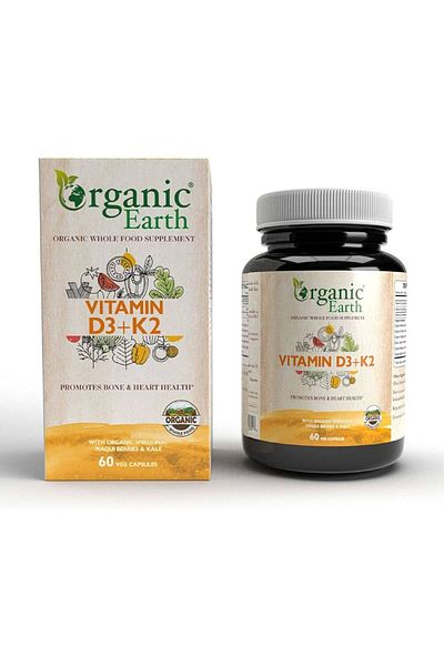 ORGANIC EARTH Vitamin D3+K2 (60 Capsules)