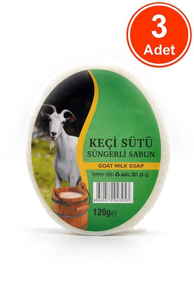 xdeonss 120 جرام × 3 قطع صابون استحمام بخلاصة حليب الماعز مع إسفنجة