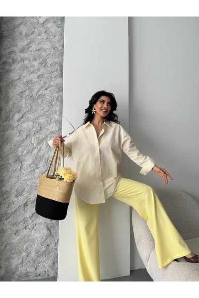 Moda İkra ριγέ πουκάμισο ποπλίνα