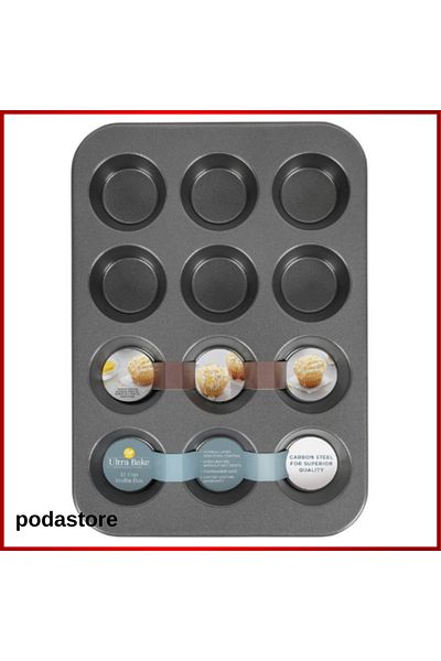 podastore 12-Cavity Muffin Mold Durable for Bakery – Practical and Non-Stick Use