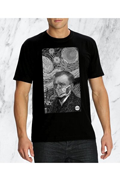 donamod Tricou obișnuit pentru bărbați Vincent Van Gogh Covid Mask Design Art...