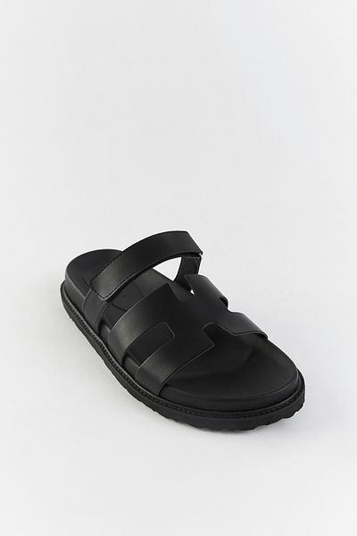 marceline Women's Comfortable Sole Velcro Strap Black Women's Slippers