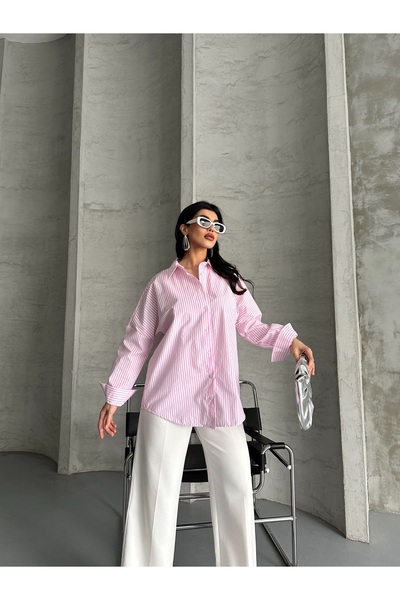 Moda İkra ριγέ πουκάμισο ποπλίνα