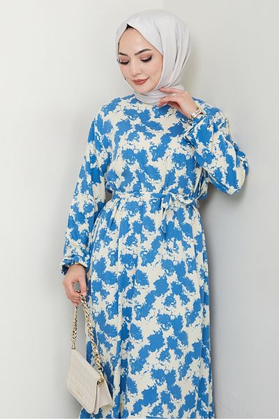 Bestenur Φόρεμα Reyal Woven Viscose 1489 - Μπλε