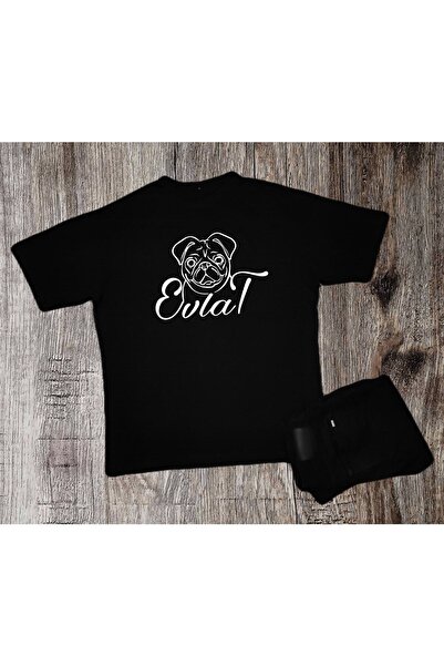 donamod تيشيرت أسود بتصميم كلب الصلصال للجنسين مقاس كبير