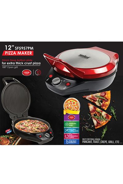 Sanford Sanford 12-Inch Electric Pizza Maker, Red