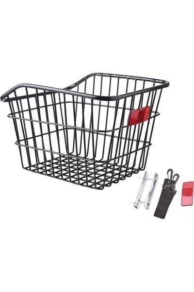 Streak Reflektörlü Bisiklet Sepeti Ön Arka Uyumlu Eşya Taşıma Sepet Askılı Metal