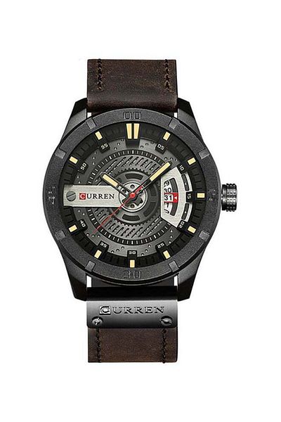 Curren Men's Water Resistant Leather Analog Watch Wt-cu-8301-b - 45 Mm - Brown