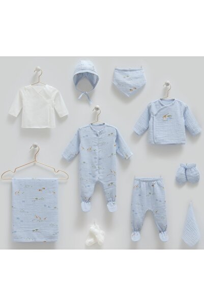 Caramell % 100 Pamuk Müslin Kumaş Yazlık 10'lu Hastane Çıkış Seti New Seanson