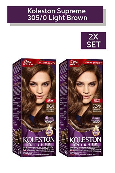 Wella كوليستون إنتنس - لون شعر نابض بالحياة يدوم طويلاً، تغطية كاملة للشعر الرمادي - 305/0 بني فاتح × 2
