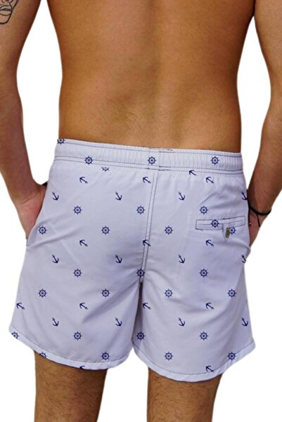 Miami Beach Ανδρικά σορτς παραλίας με ψηφιακή εκτύπωση με υδατοαπωθητικό μαγιό - 140-Λευκό