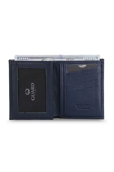 GUARD Navy Blue Leather Men's Wallet with Cross Card Compartment - Grd2403Xw22306