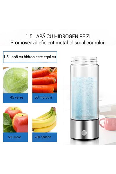 OEM Generator portabil de apă cu hidrogen Antosmart, 420 ml, Pem/spe, USB, cutie cadou premium, negru