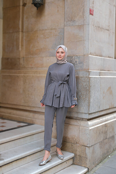 LOCCO Women's Skirt Pleated Modal Suit Gray