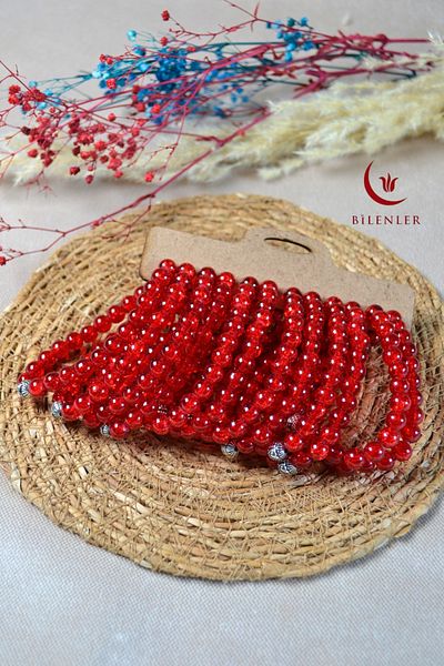 Bilenler Vibrant Colored Glass Bead Bracelet 12 Pieces – Stylish and Elegant Accessory Compatible with Any Wrist