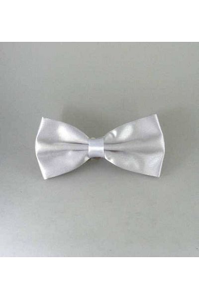 Gaffy Satin Bow Tie White Solid Color - Sp-04