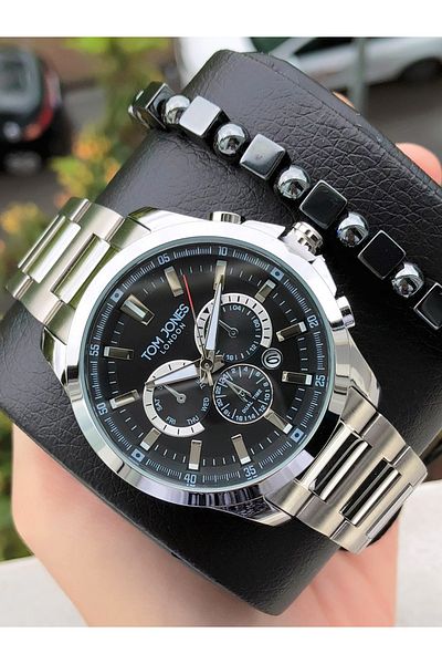 Tom Jones Steel Men's Wristwatch 3 Atm Waterproof 2Years Warranty with Invoice Bracelet Gift Tmj68421M
