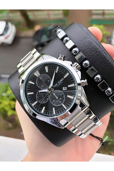 Tom Jones Steel Men's Wristwatch 3 Atm Waterproof 2Years Warranty with Invoice Bracelet Gift Tmj684211