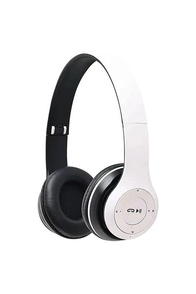 MACVI Macvi® P47 wireless stereo headphones, Bluetooth 5.0, FM radio, noise reduction, foldable, card slot, white