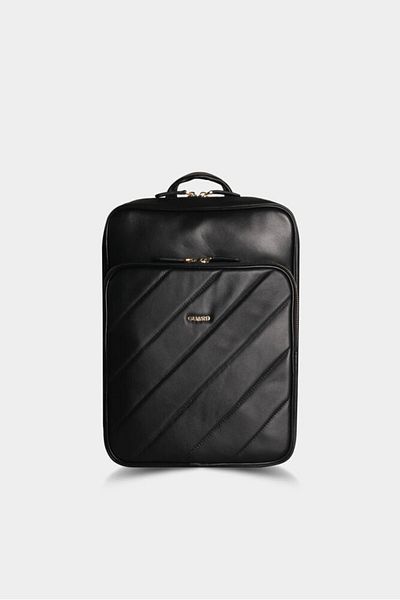 GUARD Black Horizontal Stitched Leather Backpack - Grd2403xw22243
