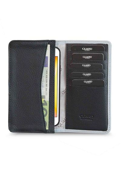 GUARD Gray Black Leather Portfolio Wallet with Phone Port - Grd2403Xw22341
