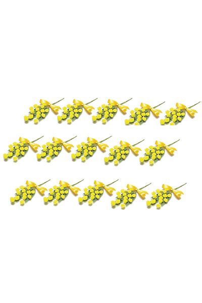 Decorer Set of 15 Artificial Mimosa Sprigs 13 Cm