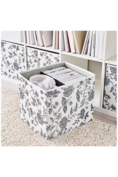 rexa Box Floral Patterned Black White 33x38x33 Cm