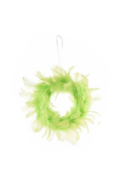 Decorer Green artificial feather wreath 20 cm