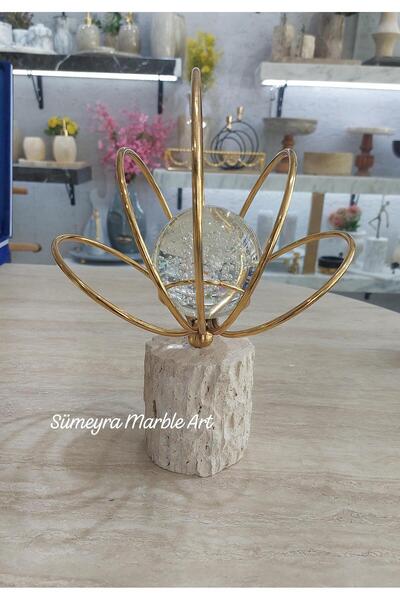 Sümeyra Marble Art Traverten Kaideli Metal Aksesuar Gold- Cam Detaylı