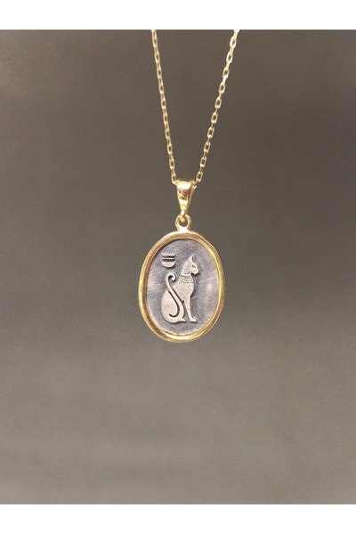 TREND Kedi kolye, 925 ayar gümüş kedili kolye, Antik Mısır Bastet Tanrıça kolye, Hediyelik Kadın Kolye