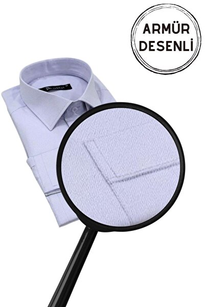 Dicotto Cămașă pentru bărbați cu mânecă lungă, cu model Dobby, cu model casual, cu un buzunar, cu croială obișnuită clasică