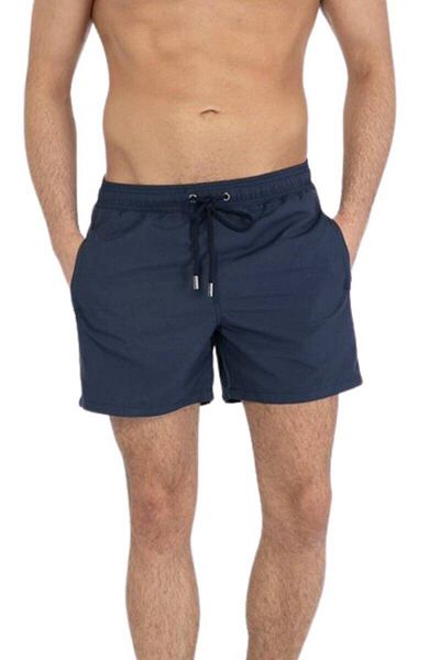 Miami Beach Navy Blue Large Size Υδατοαπωθητικό Μονόχρωμο Basic Ανδρικό Σορτς Μαγιό Παραλίας - 2204-Navy Blue