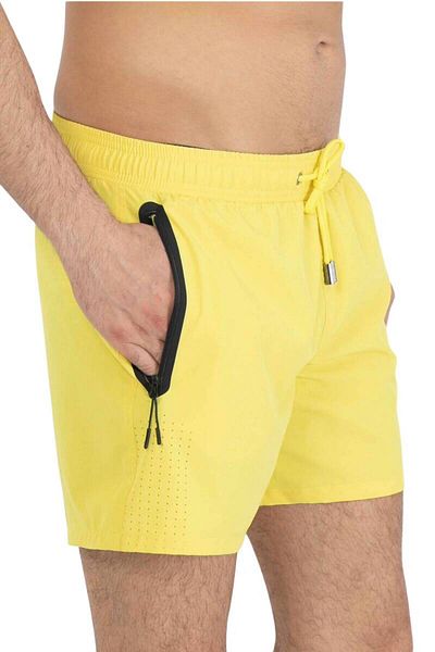 Miami Beach Κίτρινο Lycra ελαστικό ύφασμα Υδατοαπωθητικό μονόχρωμο ανδρικό σορτς παραλίας μαγιό - 2201-κίτρινο