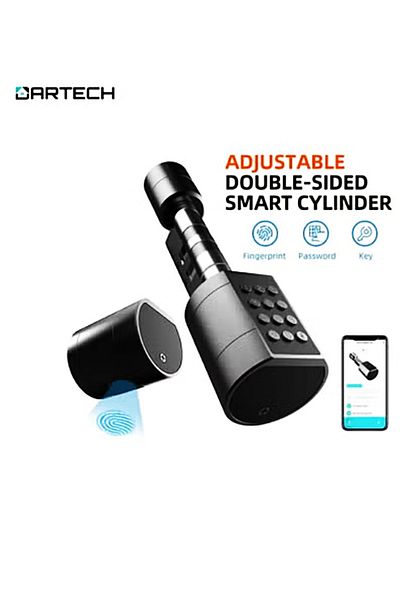 DarTech Dartek Smart Lock 5 Ways to Unlock with Fingerprint, Card, App and Padlock Fits Any Door Global Version and Home System, Black