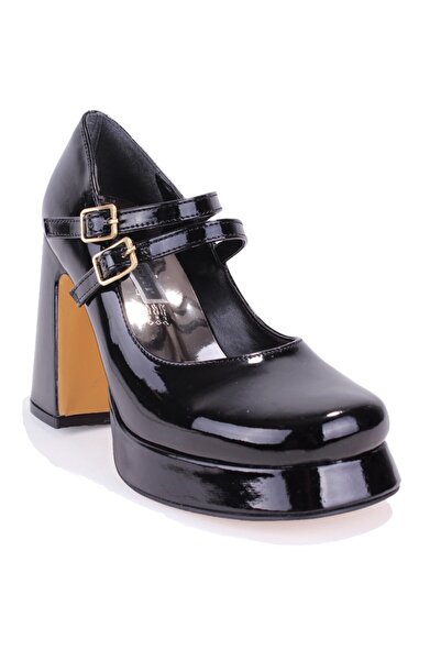 DAGOSTER DZA07- 337566   Pantofi de damă cu toc cu platformă din piele lăcuit...