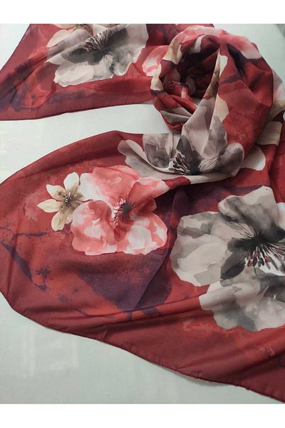 ALTUNTAŞ Women's Cotton Etnic Flower Patterned Shawl