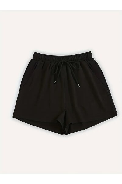yx yustex sport Kadın Siyah Likralı Esnek Ter Tutmayan Rahat Giyim Mevsimlik Şort