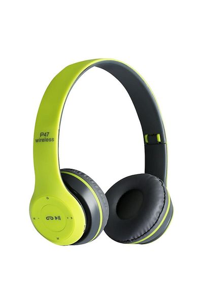 MACVI Macvi® P47 wireless stereo headphones, Bluetooth 5.0, FM radio, noise reduction, foldable, card, green